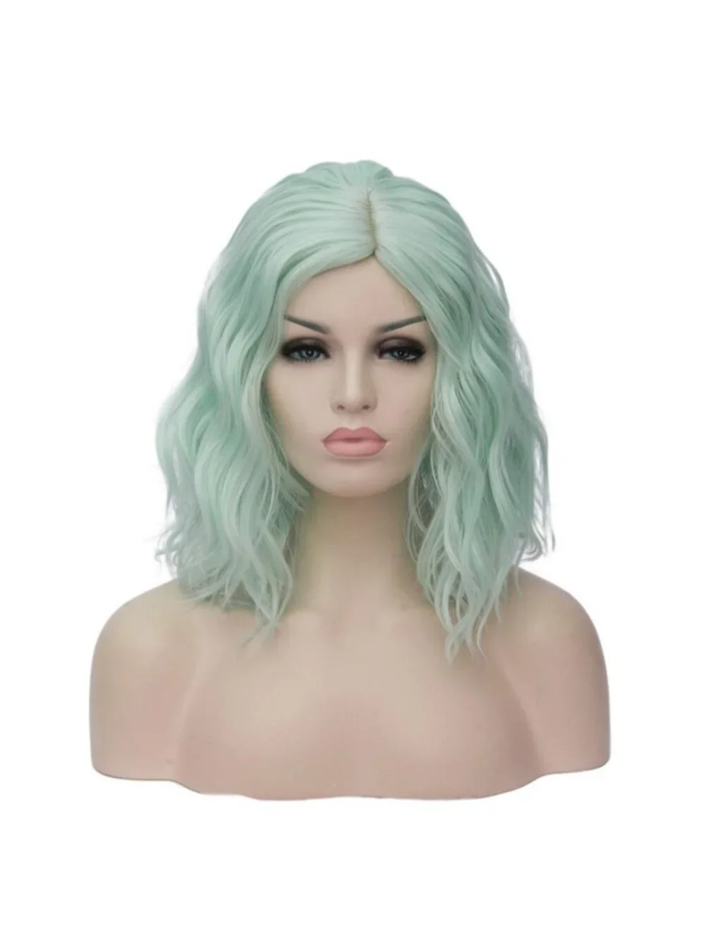 Women's Fluorescent Green Wavy Curly Bob Heat Resistant Cosplay Halloween Wig